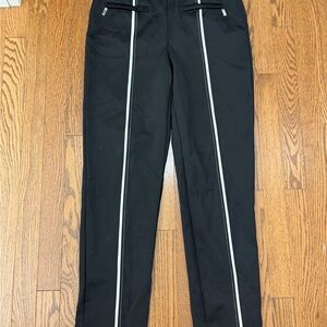 Joseph Ribkoff Black Pants White Stripe Size 6